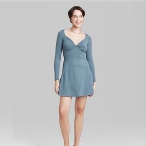 Women's Long Sleeve Twist-Front
Mini Knit
Skater Dress - Wild Fable